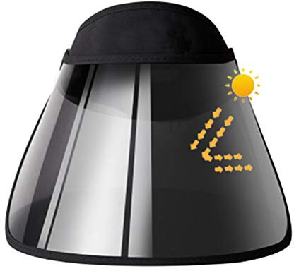 Kousa Sonnenschutzkappe, verstellbar, um 360 ° drehbar, Sonnenblende, UV-Schutz, Outdoor-Aktivitäten, Camping, Wandern, , Tennis Gr. 42 cm, Schwarz