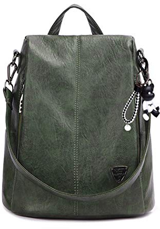 BUKESIYI Damen Tasche Rucksack Handtasche Frauen backpack Klein Anti Diebstahl Schulrucksack Laptop Weekender PU Leder DE78134 Grün