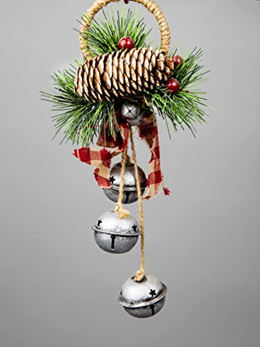 SHATCHI Hängende Golden/Silber/Rot/Rustikale Glocken mit Band, Beeren und Tannenzapfen Weihnachten Home Wand Tür Jingle Xmas Holiday DIY Dekorationen - 46cm/27cm/27cm/27cm 27cm