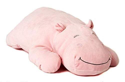 Uni-Toys - Plüsch-Kissen - Nilpferd rosa - Ultra-weich - 56 cm (Länge) - Plüschtier, Kuscheltier