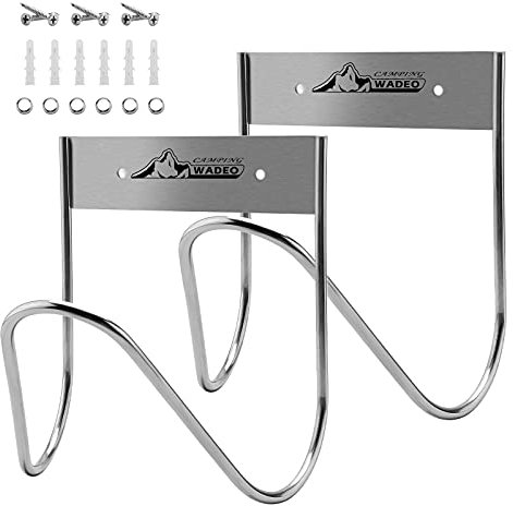 WADEO Supporto Tubo Giardino in Acciaio Inox 304, Montaggio Parete per Tubi Acqua/Cavi Estensione, Antiruggine & Robusto, Organizza Giardino/Garage (2 Pezzi)