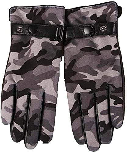 GHCXY Unisex-Erwachsene Fäustlinge Herren Lederhandschuhe zum Autofahren Winter Ski Reiten Modern Casual Warm Plus Fashion Motorrad Reiten Radfahren Beige L