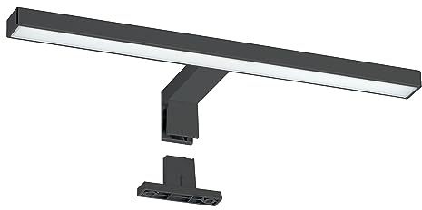 Oktaplex lighting LED Spiegelleuchte Bad 2 in 1 Montage schwarz 6500K Kaltweiß 5W 350lm IP44, 30 cm, Spiegellampe Badezimmer
