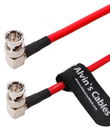 Alvin's Cables Cavo coassiale BNC 12G HD SDI BNC maschio a maschio Cavo angolo retto per Videocamera 4K 1M Rosso