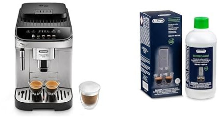 De'Longhi Magnifica Evo ECAM 292.33.SB Kaffeevollautomat mit Milchaufschäumdüse, 5 Direktwahltasten für Espresso Kaffee, Weitere Kaffeespezialitäten, x2-Funktion, Silber/Schwarz mit DLSC 500 Entkalker