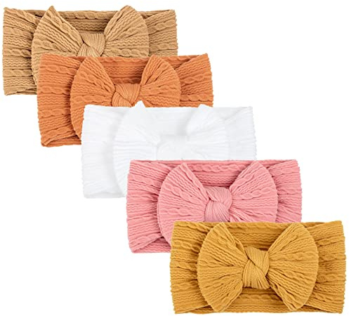 DRESHOW 5 Pièces Bébé Bandeaux Bébé Fille Bandeau Cheveux Bande de Cheveux Arc Bande de Cheveux Bandeaux Accessoires Bébé Fille Enfant Turban Bandeau