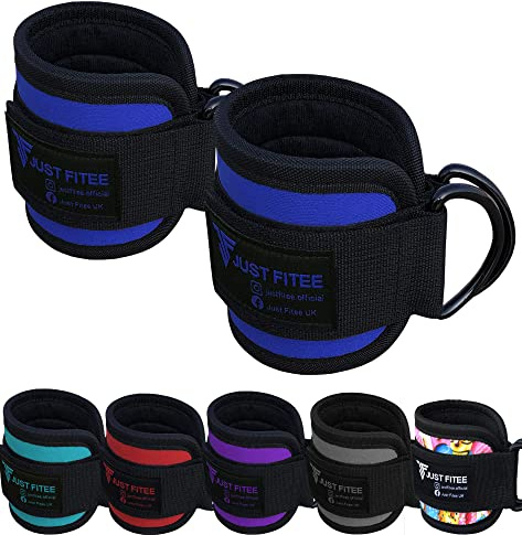 Just Fitee® Fitness Fußschlaufen Kabelzug mit D-Ring gepolstert für Kickbacks, Gesäß- und Beintraining, Knöchelschlaufen zur Verbesserung der Bauchmuskulatur, Fußschlaufen für Damen und Herren