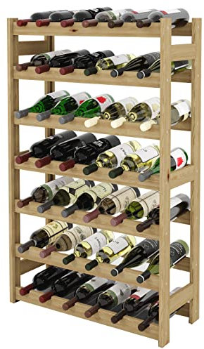 Lenmar, Weinregal aus Holz für Flaschen, Natur, RW-1, Wein, Flaschenregal, Kellerregal, Regale, Flaschenhalter (Natur, RW-1-42, 102 x 63 x 25, braun, für 42 Flaschen)