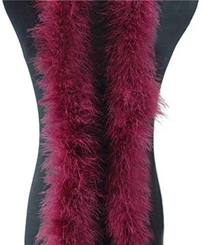 Haiaxx Boa en Plumes de Marabout pour Sapin de Noël, Ruban de Dinde, Robe de Mariée, Châle, Loisirs Créatifs - Rouge Vin 2 m