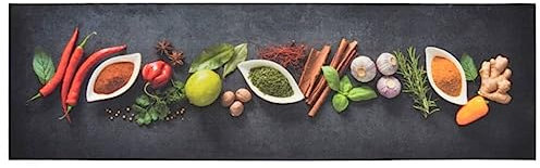 Tidyard Küchenteppich Waschbar rutschfest Küchenläufer Teppichläufer Läufer Teppich Flurteppich Küche Bodenmatte Fußmatte Gewürze 45x150 cm Samt