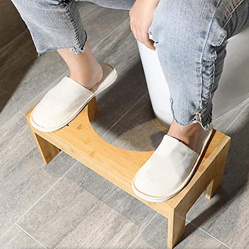 Bambus Toilettenhocker WC Hocker,Toiletten Fußbank aus Holz/Verstellbar Toilettenhocker,Anti Verstopfung,Fußstütze für Erwachsene und Kinder,Klohocker antibakteriell