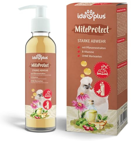 Ida Plus MiteProtect 200 ml – Schluss mit Lästlingen – Trinkwasserzusatz mit natürlichen Pflanzenextrakten – besonders gut für Hühner, Puten, Gänse, Enten & anderes Geflügel