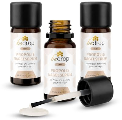 bedrop Propolis Nagelserum 3x 10ml Kosmetische Nagelpflege zur Pflege & Stärkung natürlicher Nägel mit Propolis Teebaumöl Lavendelöl & weiteren Ölen