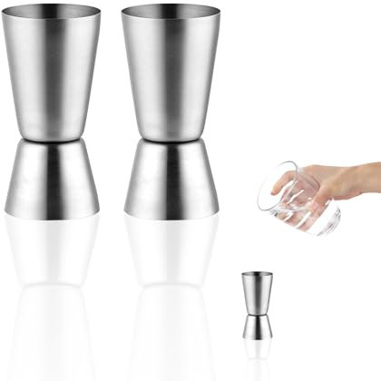 2 Copas Medidoras de Cócteles, Tazas Medidoras para Cócteles, Acero Inoxidable, Medición de Cócteles, Tamaño Doble, Accesorios para Bar Fiestas/Hogares (20/40 ml)