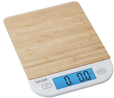 Taylor Balance de cuisine numérique écologique en bambou, capacité de 6,8 kg, naturel