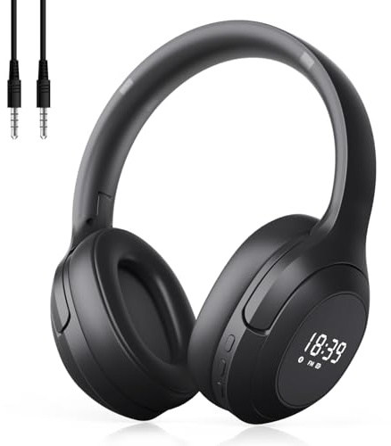 F2 FM Radio headphones wireless Bluetooth 5.2 with Built-in Microphone, Portable Headset Radio Receiver, Wired/Wireless Over Ear Headphone, Soft Ear Muffs, Stereo Sound, for Work/Travel/Moving/Jogging