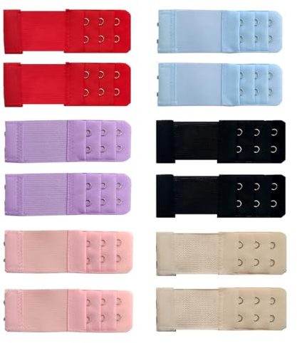 LAKJUOZ 12 Stück Bh Verlängerung 2 Haken 3 Reihen,Bh Erweiterung 2 Haken, Bra Extender Bh Verschluss Verlängerung Weicher, Bequemer Gummizug Für Damen