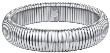 FOCALOOK Stretch Armband Damen Mädchen Armreif Edelstahl Elastisches Armband Schlange Armspange 16mm breit Schlangenarmband Schmuck Accessoire