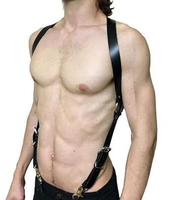 CAZEOUU Men's Gothic Punk Chest Harness Belt – Adjustable Strap for Nightclub Fashion Body Accessory