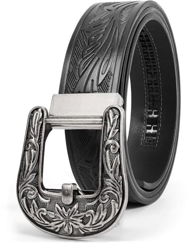 BELTROAD Cintura da uomo automatica con fibbia western in pelle da cowboy per jeans, regalo di Natale, （130CM）Passend zur Taille：101cm -113cm