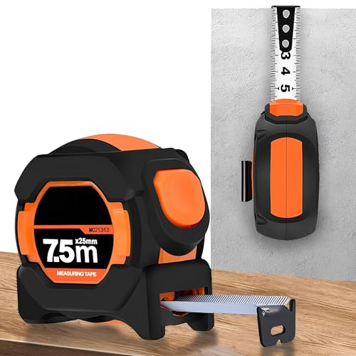 XSQD Ruban à Mesurer 7.5 M, Mètres à Ruban Autobloquant Colle Poche, Acier Ruban Metre, Résistant Aux Chutes et L'usure, Ruban à Mesurer Métrique, Adapté Aux Mesures de Distance, Hauteur, Menuiserie