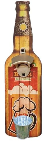 Goowafur Abridor de botellas de pared con receptor, abrelatas montado en la pared | Abrelatas para colgar en la pared | Abrebotellas con captador de tapas, abridor de botellas de cerveza montado en la