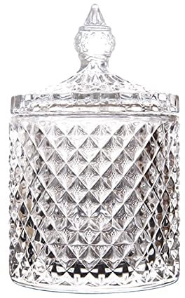 Aioneer Sucrier en Cristal Transparent avec Couvercle, Organiseur De Bonbons en Verre, Bol Sala avec Couvercle en Verre pour La Maison, Le Bureau, La Cuisine, 3,35 X 5,51