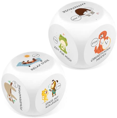 Ainiv 2 Stück Anti Stress Würfel, Stresswürfel | mit 6 Lustigen Aktionen zum Stressabbau, PU-Schaum Anti Stress Spielzeug Geschenk für Büro Kollegen Freunde-Tiermuster