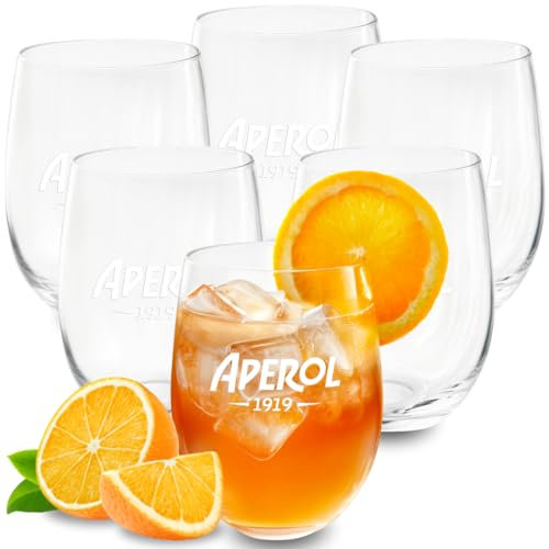 Originali bicchieri Aperol Spritz ∣ Set di 6 ∣ Design moderno per bicchieri da cocktail ∣ Ideale come set regalo Aperol Spritz ∣ Regalo Aperol ∣ Set di bicchieri da bere