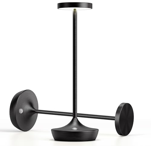 YIKUI Tischlampe Kabellose, Schlafzimmer Restaurant 3 Farben Dimmbare LED Tischleuchte, 6000 mAh IP54 Außenbereich Camping Tischleuchte (2 Schwarz)