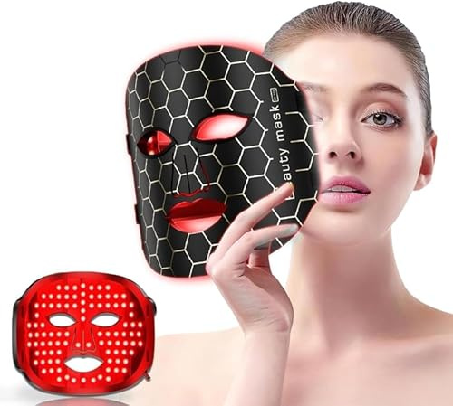 Ansiktsmask med LED-ljusterapi – återanvändbara masker, 3 ljuslägen, anti-aging och hydrering för glödande hud, med fjärrkontroll och ögonskydd