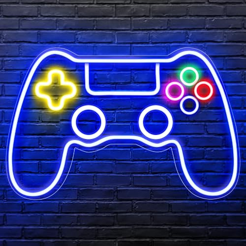 RuCvixkt Neon skylt för gamer rum dekor LED spel neontecken för tonåring pojkrum dekor bästa gamer-presenter för pojkar, barn (15,75 x 10,63 tum)
