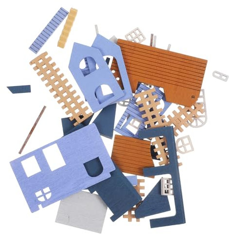 Kisangel Miniatur Holzhaus DIY-Modell Unfertige Villen Für Montage Kleine Haus Dekoration Bauhaus-Spielzeug Zum Selberbauen Naturfarbene Holzbaukästen Für Sammler