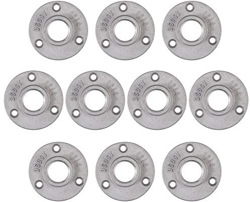 Bohaner Flangia per tubi grigio argento, 10 pezzi, flangia da 3/4, con 3 fori, filettatura in metallo, flangia in ghisa malleabile, per tubi industriali, mobili, bar, ristorante, hotel e fai da te
