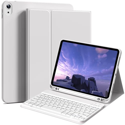 BFGTSJF Keyboard Case for iPad (A16) 11 2025, iPad 10th Gen 2022, Gray | for iPad (A16) 11th Gen 2025, iPad 10th Generation 10.9 inch, Pencil Holder, Detachable Bluetooth Keyboard, Lightweight Slim