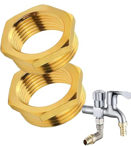 2 Stück Messing Reduzierstück 1 Zoll Auf 3/4 Zoll Adapter,Gummidichtung Aus,Multifunktional Doppelnippel 3/4 Zoll AG/IG Reduzierung,Adapterhochwertigem Messing Robust,Gewindefitting Für Gasleitungen
