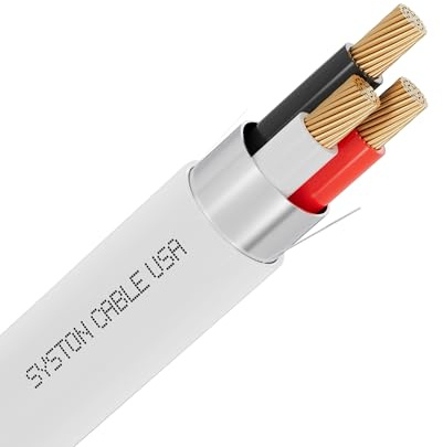 SYSTON 22/3 Fire Security Burglar Station Sound Alarm Control Cable Wire, Plenum-Rated CMP/CL3P Shielded Stranded Copper UL/ETL, UV Resistant for Indoor/Outdoor Low Voltage Application Use - 50 FT