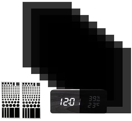 8 Blätter LED Lichtdimmer Folie, LED abdunkeln Folie, Dimming Sticker, Dim Aufkleber, Fernsehlicht Abkleben, dimmen 50% mit 2 Blätter Dim Aufkleber für Lichtwecker Router Fernseher Elektronikgeräte