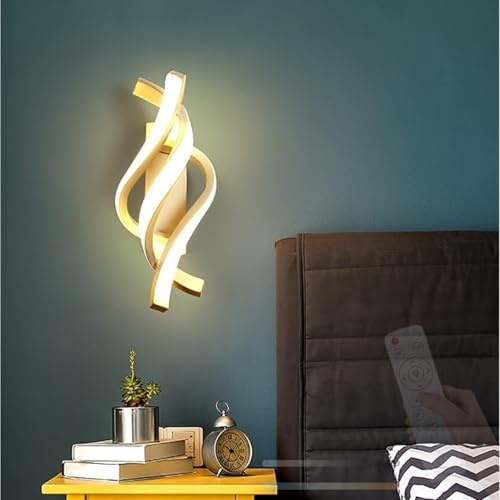 TZSMUM Innen LED Linear Wandlampe mit Fernbedienung Wandleuchte 2700K-6500K Dimmbar Wandbeleuchtung Spiral Design Acryl Kreativ Modern Dekoration für Wohnzimmer Korridor (Gold)