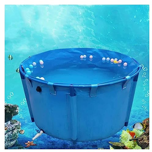 Estanque de Lona para Peces, Piscina elevada, Redonda, Plegable, con Soporte de Metal para almacenar Agua y riego (Color: Azul, tamaño: 2 x 0,8 m/2400 l)