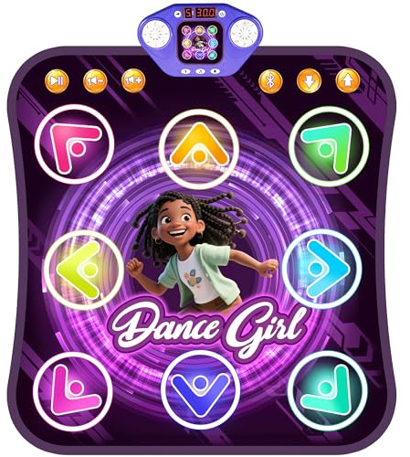 Dance Mat Toys for 3-12 Year Old Kids, Bluetooth Dance Pad with Light-Up 8 Keys,Interactive Dance Game with 4 Modes,Built-in Music&Non-Slip,Christmas Birthday Gift for Girls,Boys