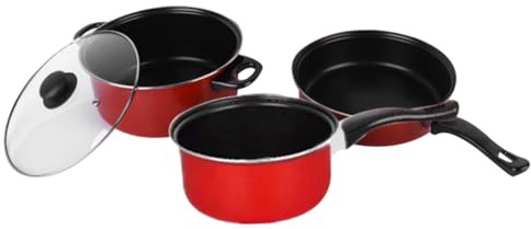 OSOLADY 3pcs Non-Stick Frying Pan Soup Pot Milk Pan Set Cookware Multifunctional Kitchen Utensil for Home Daily Use