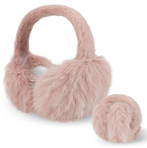 BTHRORO Ear Muffs Women Foldable Fluffy Earmuffs Soft Faux Fur Winter Ear Warmers for Women Teenage Girls Winter Accessories for Skiing Hiking Running Outdoor Activities in Cold Weather