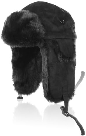 GNEGNI LIFE Fliegermütze mit Ohrenklappen – Trappermütze aus warmem Kunstfell Warme Unisex-Wintermütze für Ski, Snowboard und Outdoor