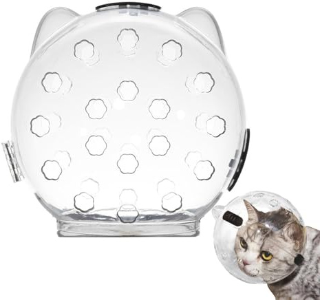 Munkorg för kattvård – andningsbar katt, öronbubbelskydd, kattunge bettskydd, justerbart vårdhuvud, skyddande verktyg | Pälsvårdshuvud för för bad, rakning,