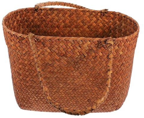 Generico Cestino da Picnic in Paglia Intrecciata a Mano Grande Manici, Cestino Porta Snack Leggero e Portatile per Picnic all’Aperto, Feste e Matrimoni, Cesto Rustico Portaoggetti