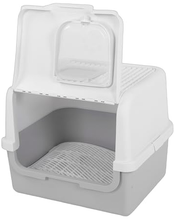 Yctze Caja de para Gatos Extra Grande, Contenedor de para Gatos Cerrado, Tapa Abatible Grande con Modo de Doble Puerta y Paso Amplio, Ideal para Mascotas