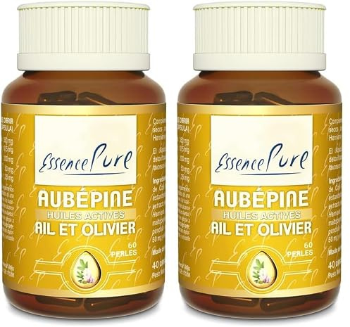 Aubepine, Ail, Olivier Essence pure | Régulation Pression Artérielle | Système Cardiovasculaire Sain | Circulation Optimale | 60 Gélules Api-Nature (Lot de 2)