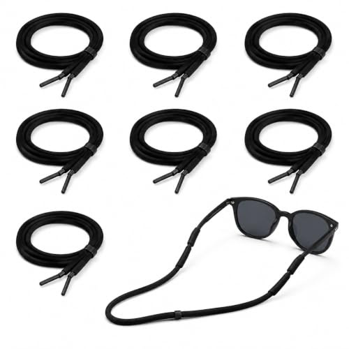 Lot De 8 Sangles De Lunettes Flottantes Noires Pour Hommes Et Femmes, Cordon Lunettes Homme Et Femme, Attache Lunettes Femme Et Enfant, Sécurise Vos Lunettes Pour Sports Nautiques Et Activités Aquatiq