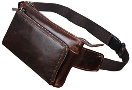 Xieben Vintage Marsupio per Uomo Donna Viaggi Escursionismo Running Hip Bum Pouch Belt Slim Cell Phone Pack Purse Wallet Coffee